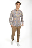 James Harper JHS445 L/S Oval Leaf Poplin Shirt