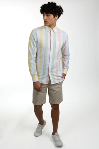 JAMES HARPER JHS470 LONG SLEEVE BOLD STRIPE OXFORD SHIRT - Multi