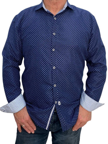 Jimmy Stuart MYSTERY GEOMETRIC L/S SHIRT - Navy