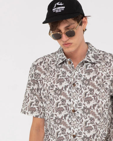 RUSTY Batik Short Sleeve Shirt - Oat