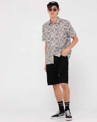 RUSTY Batik Short Sleeve Shirt - Oat