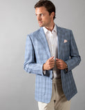 Hardy Amies SPJ005 Light Blue Check Sports Coat