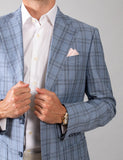 Hardy Amies SPJ005 Light Blue Check Sports Coat