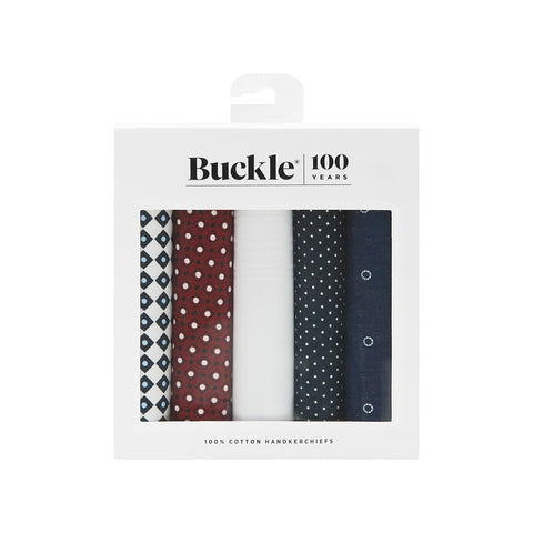 Buckle Cotton 5 Pack Handkerchief