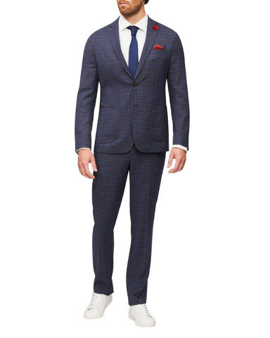 Van Heusen WOOL TWIN CHECK SUIT JACKET - Navy/Brown Plaid