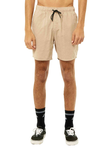 Rusty Overtone Elastic Linen Shorts - Humus