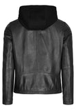 Daniel Hechter 871-01 Leather Zip Hooded Jacket - Chocolate