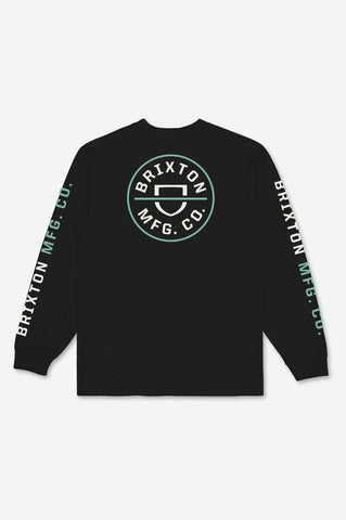 BRIXTON CREST L/S TEE - Black/Off White/Jade