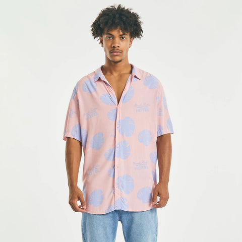 NOMADIC PARADISE Belong Relaxed Short Sleeve Shirt - Pink/Purple Print