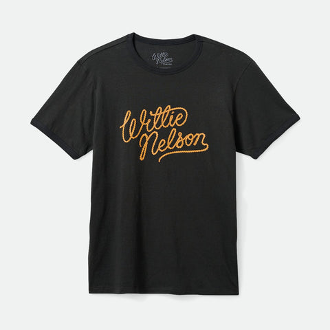 BRIXTON WILLIE NELSON S/S RINGER TEE - Washed Black