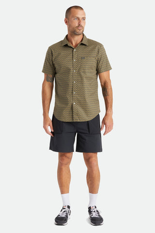 Brixton CHARTER PRINT Short Sleeve Woven - Military Olive/Navy