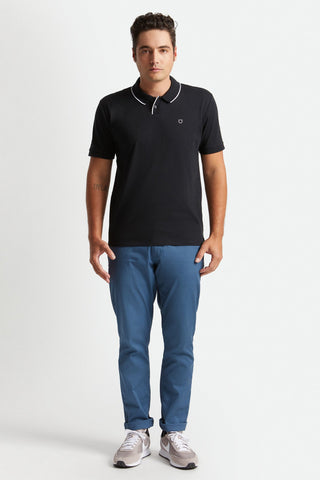 BRIXTON Proper S/S Jersey Polo Knit - Black/White