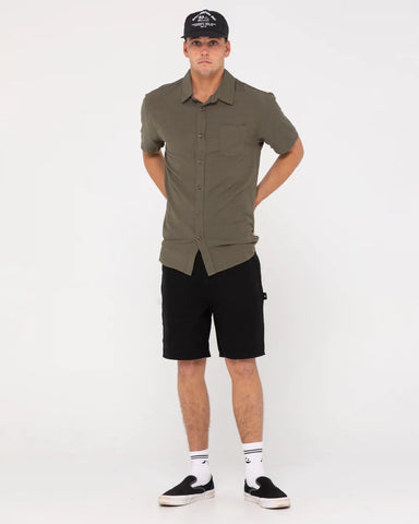 Rusty Overtone Short Sleeve Linen Shirt - Savanna