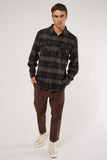 BRIXTON Bowery Long Sleeve Flannel Shirt - Black Charcoal