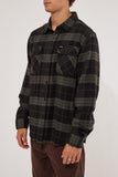 BRIXTON Bowery Long Sleeve Flannel Shirt - Black Charcoal