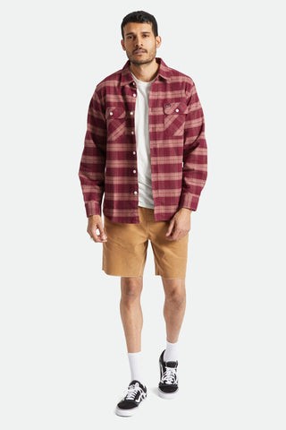BRIXTON BOWERY STRETCH L/S UTILITY FLANNEL - Crimson