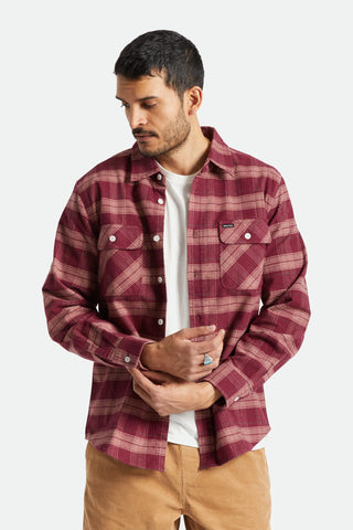 BRIXTON BOWERY STRETCH L/S UTILITY FLANNEL - Crimson