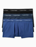 CK BU2664 COTTON STRETCH 3 PACK LOW RISE TRUNK - BLACK/BLUE SHADOW/COBALT BLUE