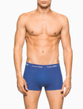 CK BU2664 COTTON STRETCH 3 PACK LOW RISE TRUNK - BLACK/BLUE SHADOW/COBALT BLUE