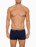 CK BU2664 COTTON STRETCH 3 PACK LOW RISE TRUNK - BLACK/BLUE SHADOW/COBALT BLUE