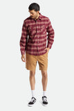 BRIXTON BOWERY STRETCH L/S UTILITY FLANNEL - Crimson
