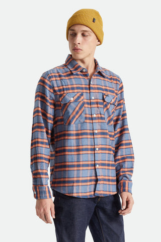 BRIXTON BOWERY STRETCH X L/S FLANNEL SHIRT - Slate Blue