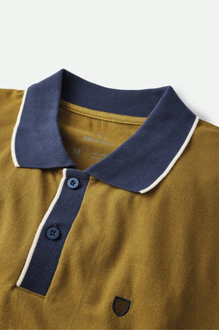 BRIXTON Proper S/S Polo Knit - Olive/Washed Navy