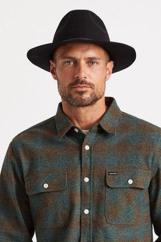 BRIXTON Wesley Packable Fedora - Black/Black