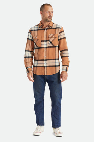 BRIXTON BOWERY L/S FLANNEL - Mocha Plaid